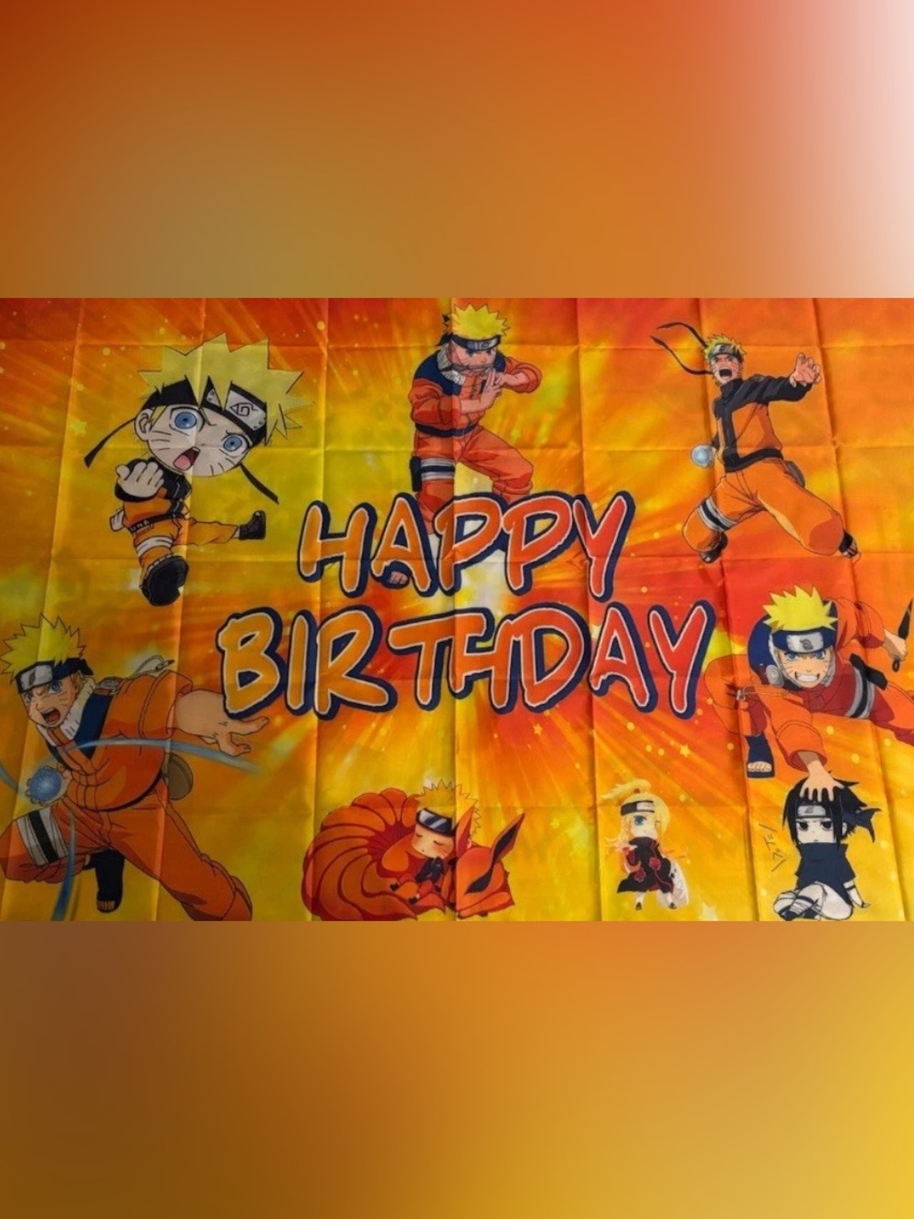 Naruto-Themed Orange Happy Birthday Banner - Party Decoration